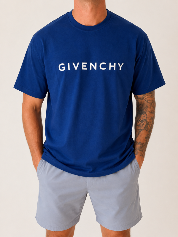 Royal Blue Givenchy – large white GIVENCHY across chest / plain back view 1