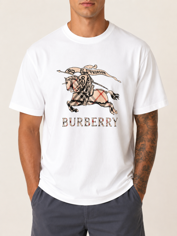 White Burberry – knight on horse + BURBERRY below view 1